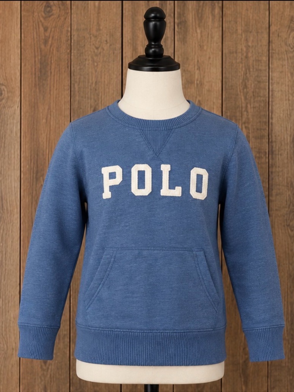 Polo Ralph Lauren Boys Sweatshirt Size 5 Blue POLO Logo Crewneck